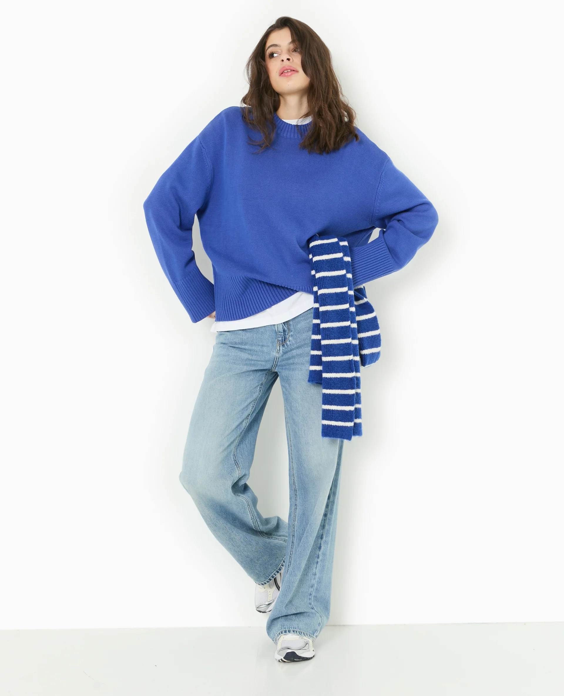 Pull oversize avec grands bord-côtes