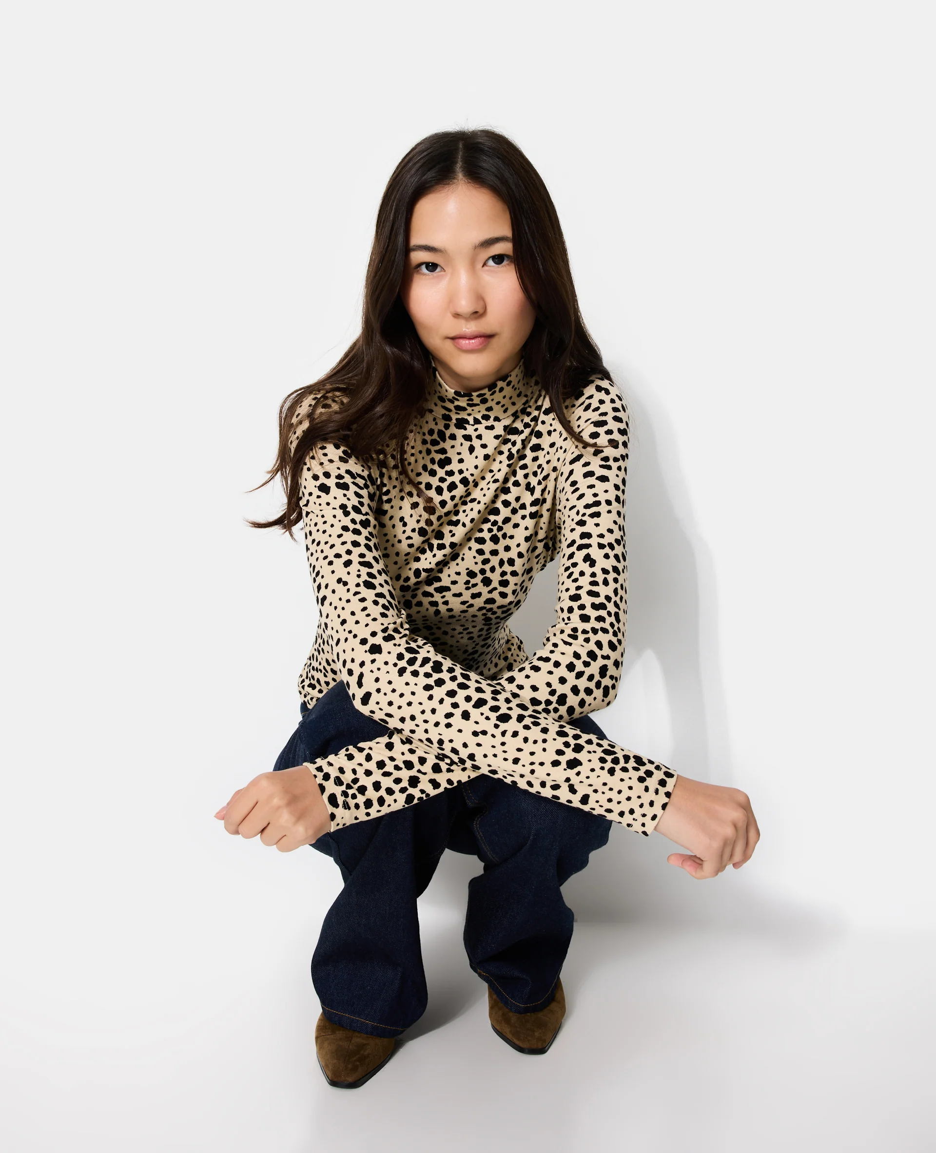 T-shirt manches longues motif léopard