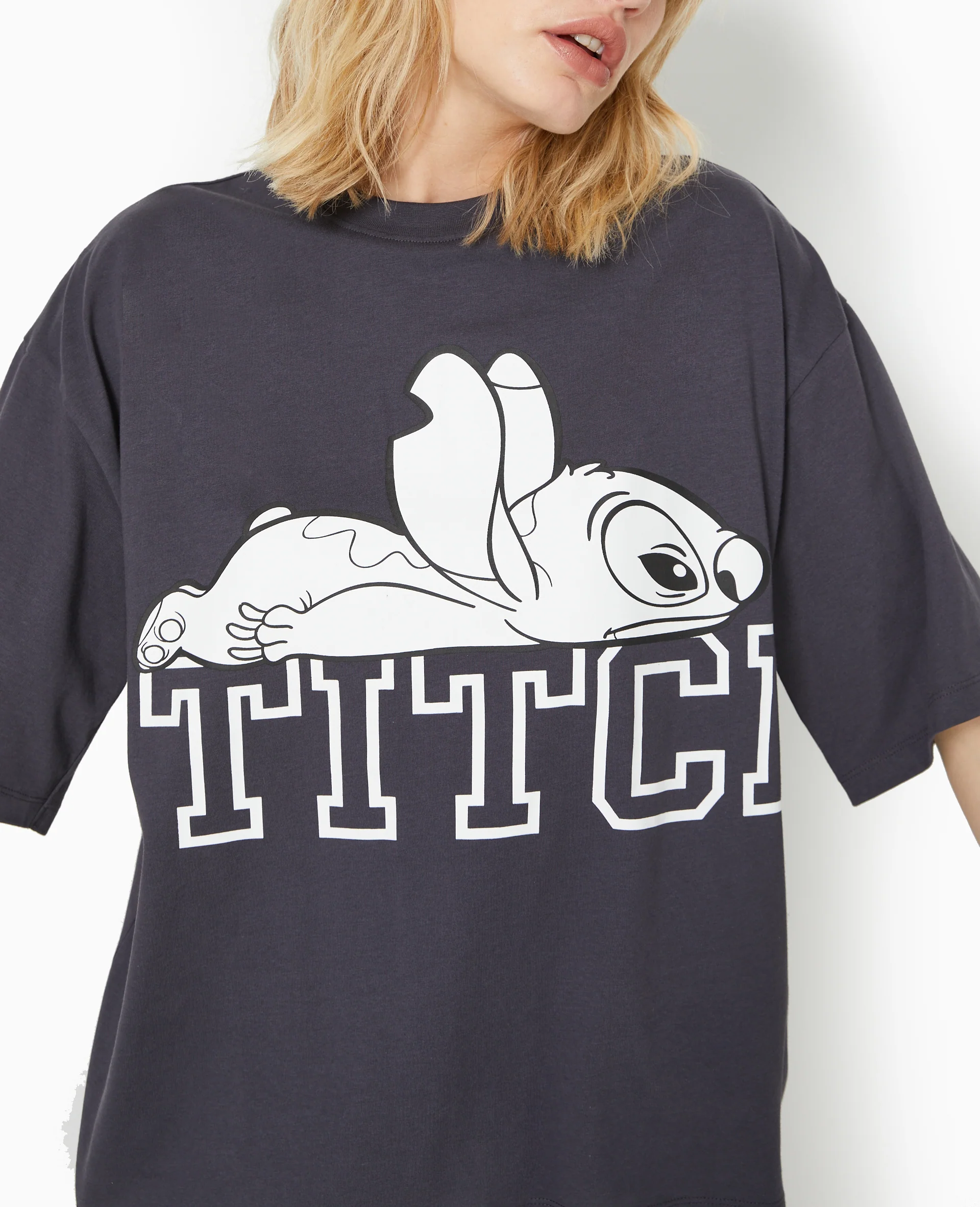 T-shirt oversize avec grand print STITCH devant