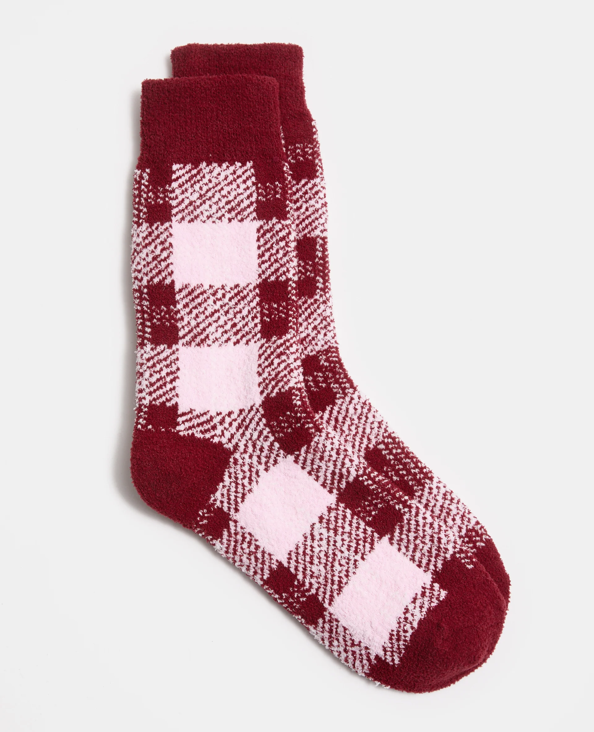 Paire de chaussettes fluffy à carreaux