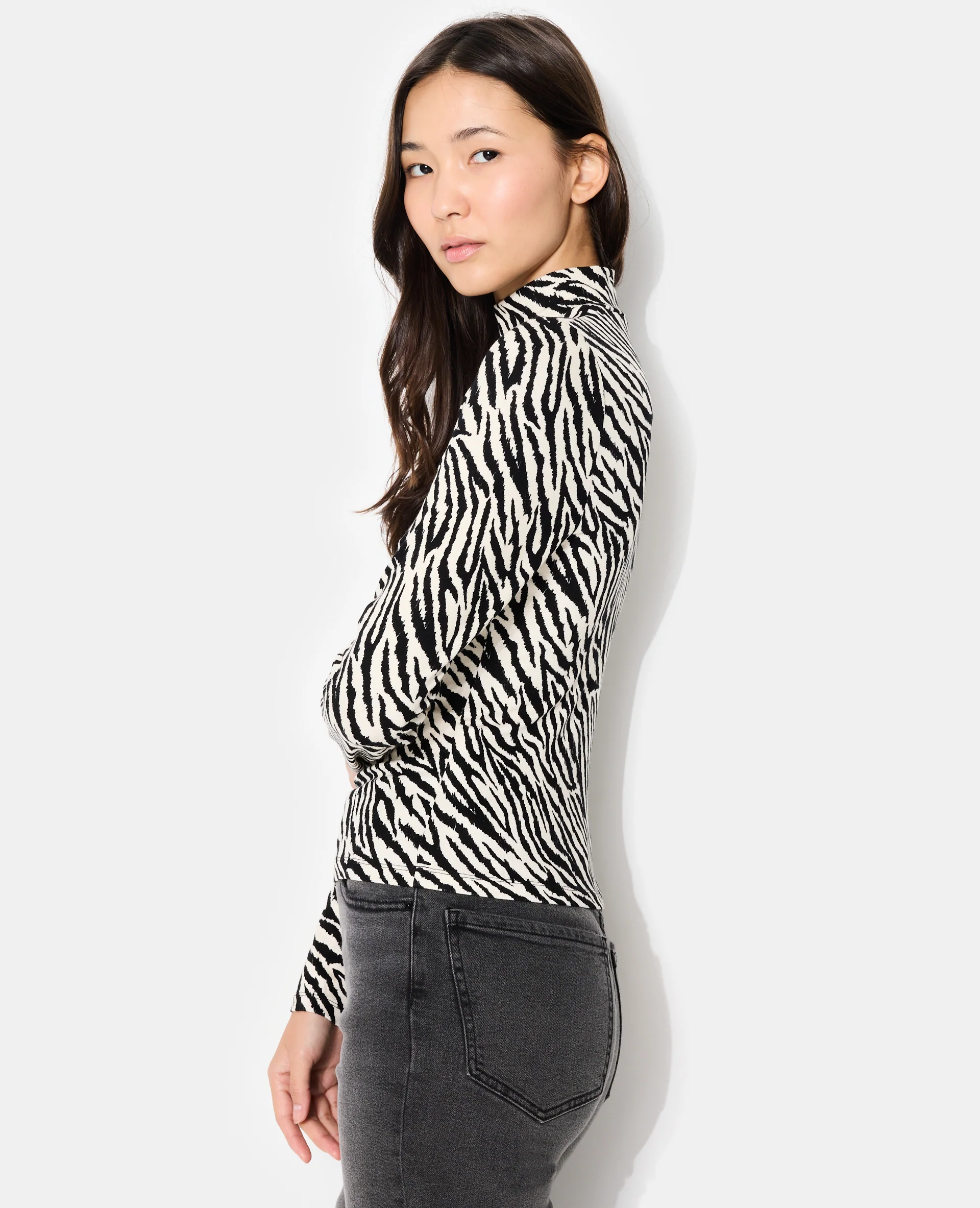 T-shirt manches longues motif zèbre