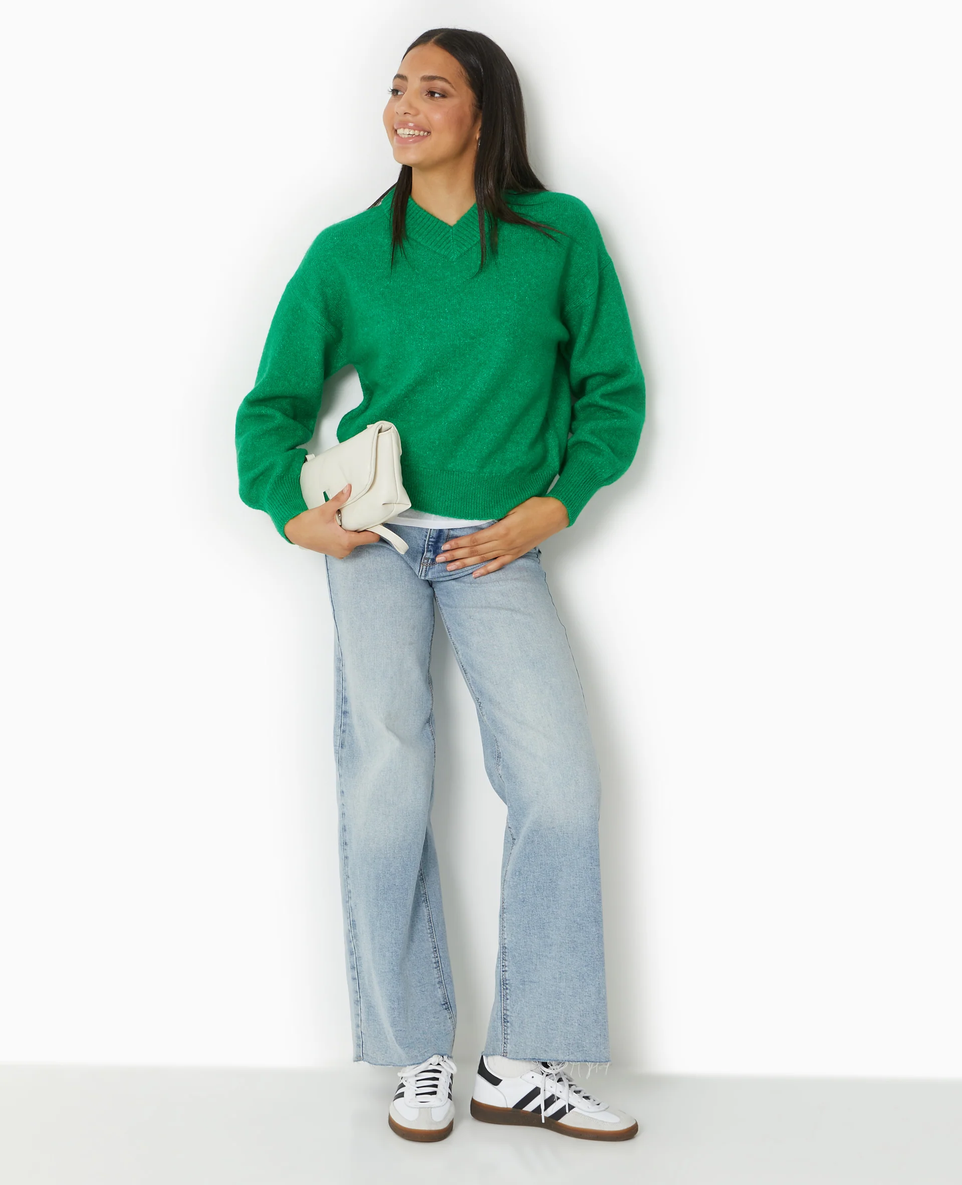 Pull col V en maille