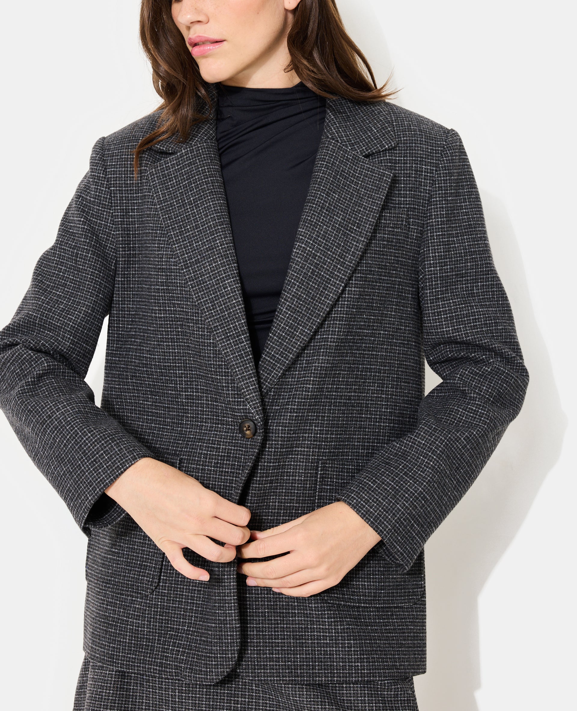 Veste blazer à carreaux avec laine
