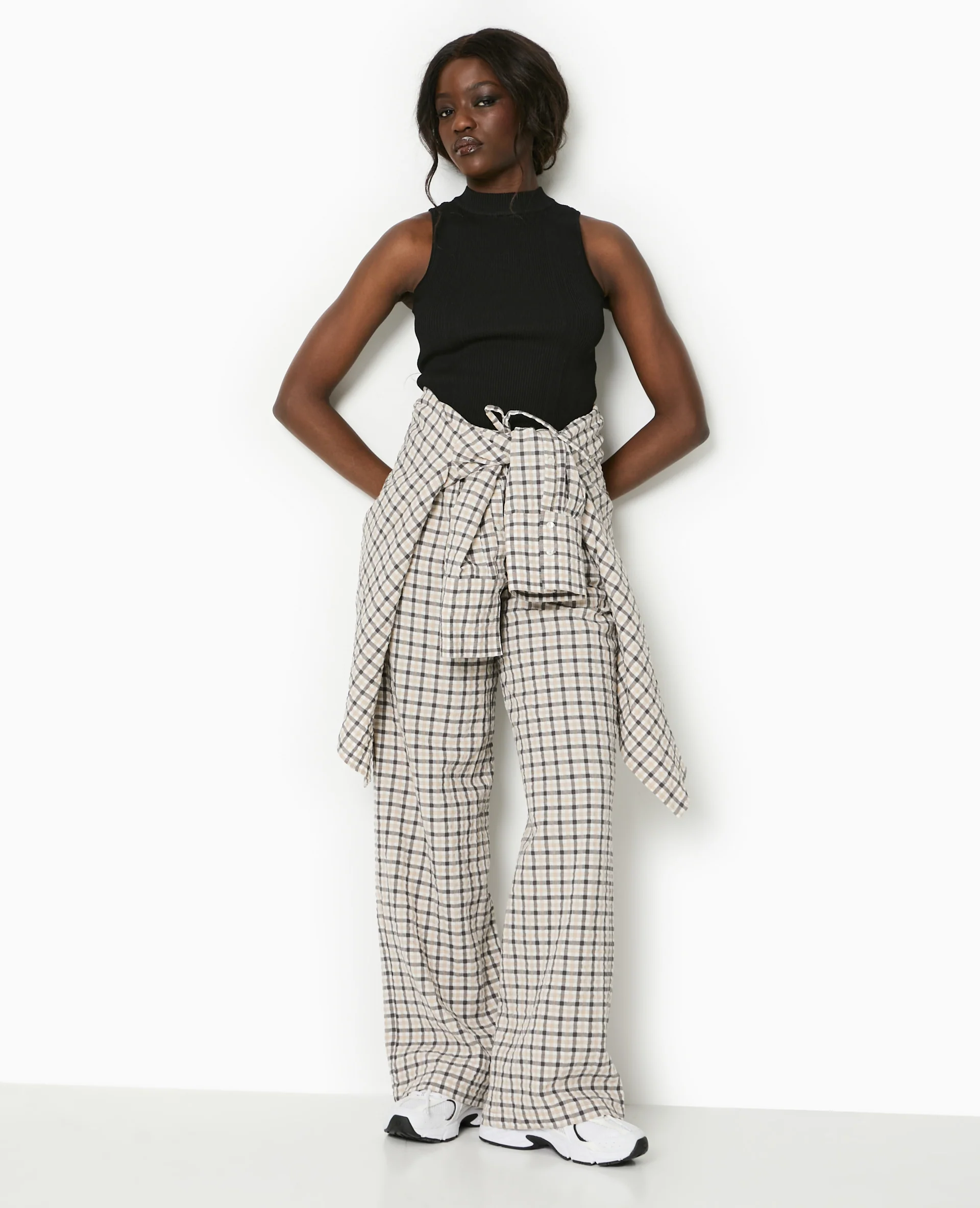 Top sans manches en maille côtelée