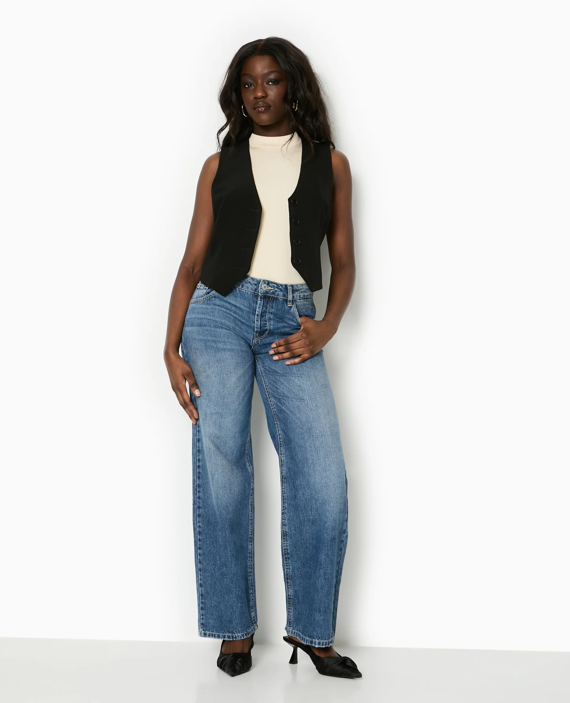 Top sans manches en maille côtelée