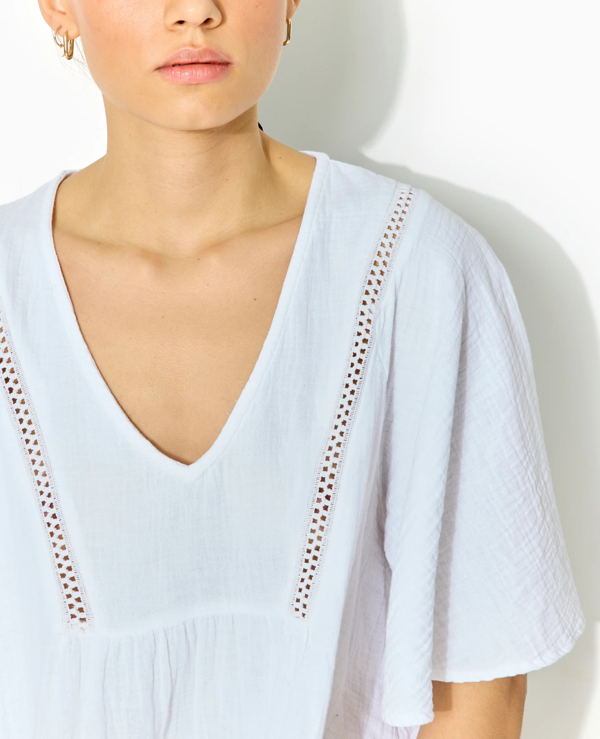 Robe courte et ample en gaze de coton