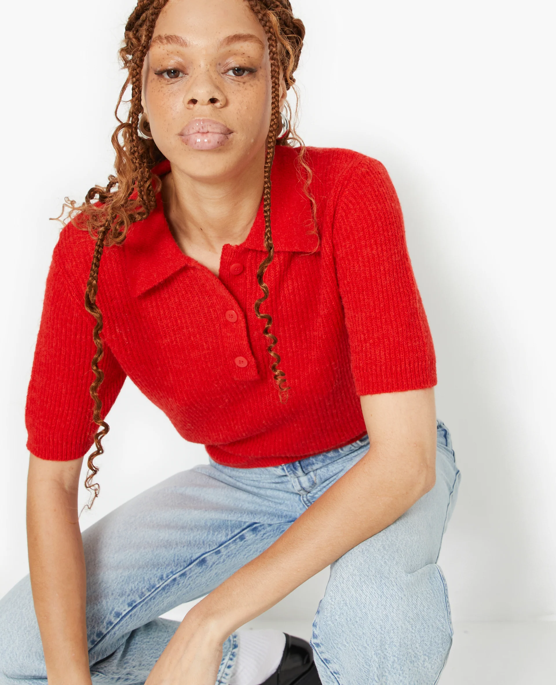 Pull col polo en maille légère