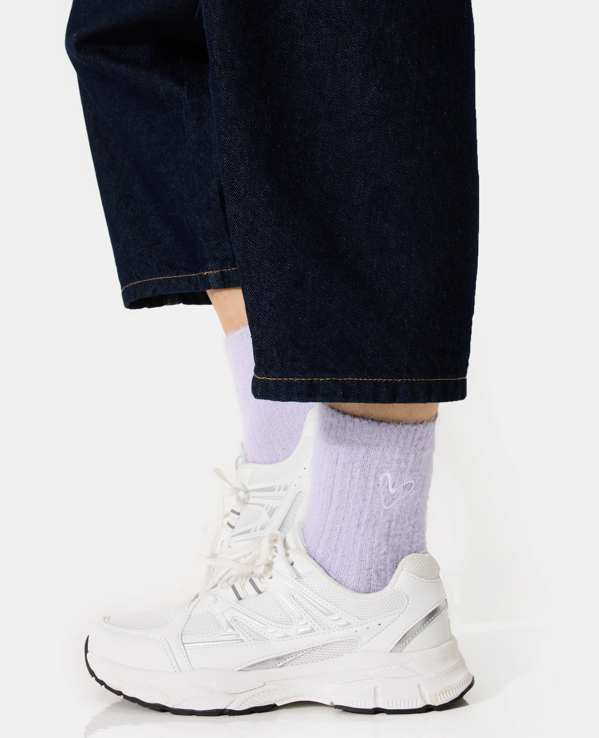 Paire de chaussettes en maille fluffy avec coeur