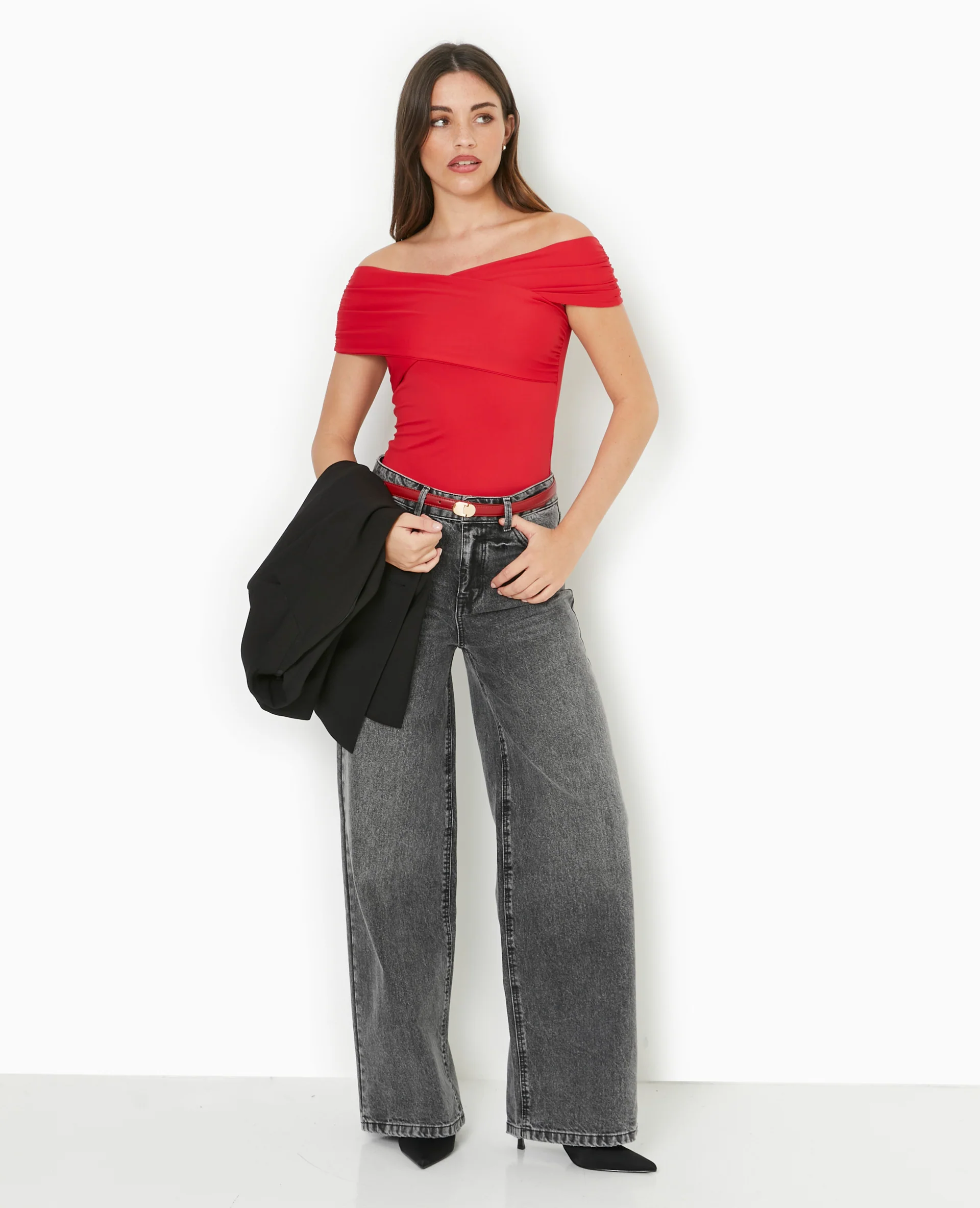 Top encolure Bardot croisé devant