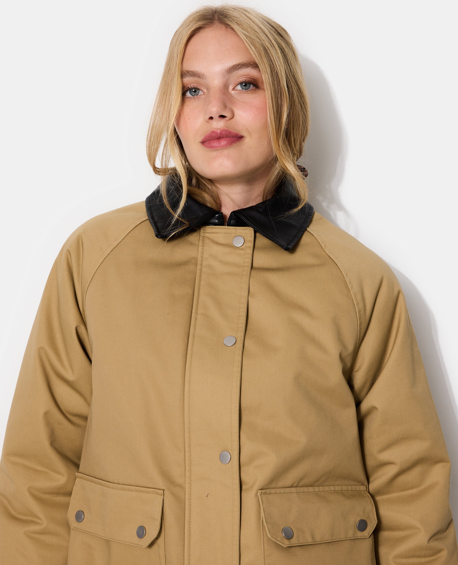 Parka longue intérieur matelassé avec col simili