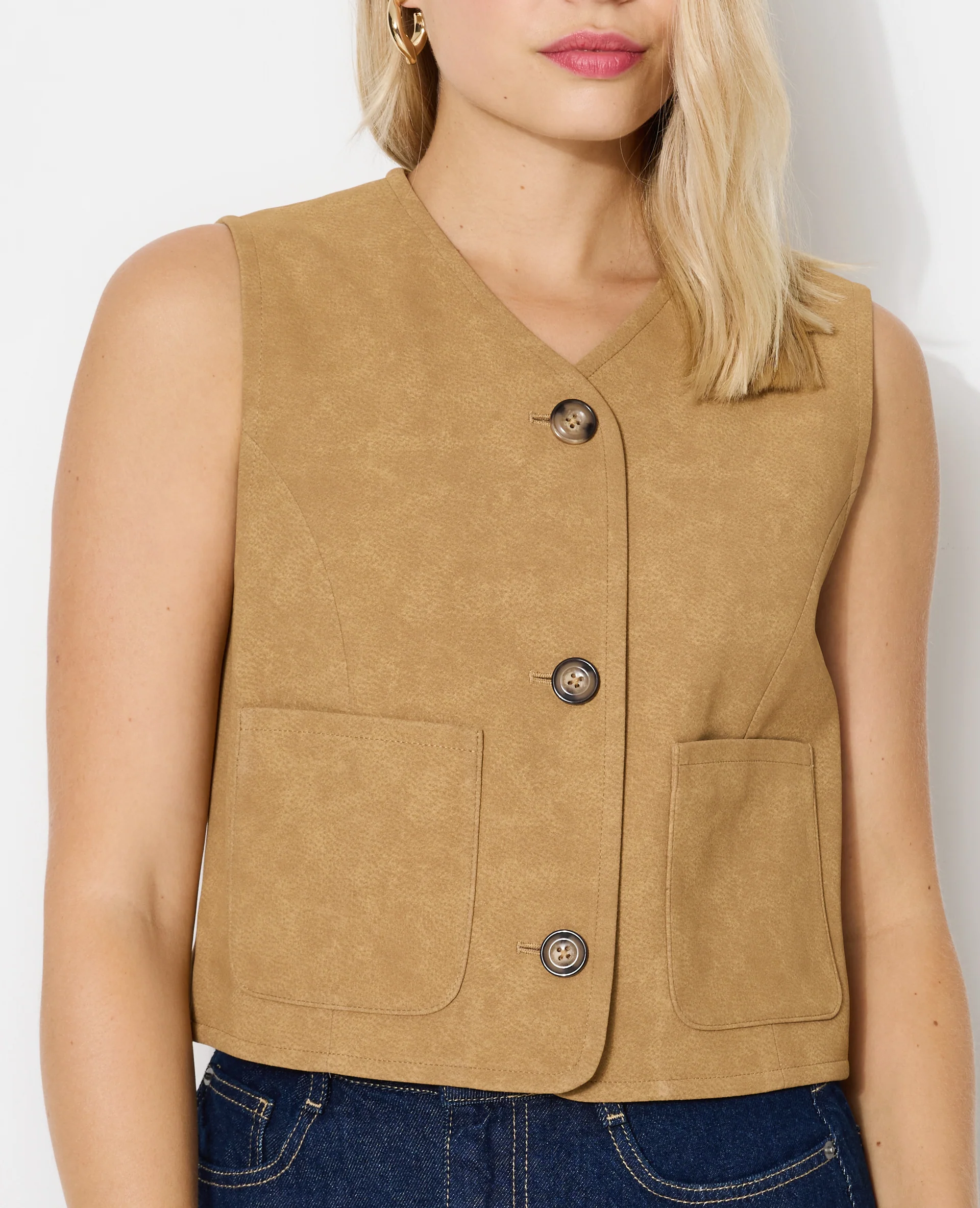 Veste sans manches en suédine