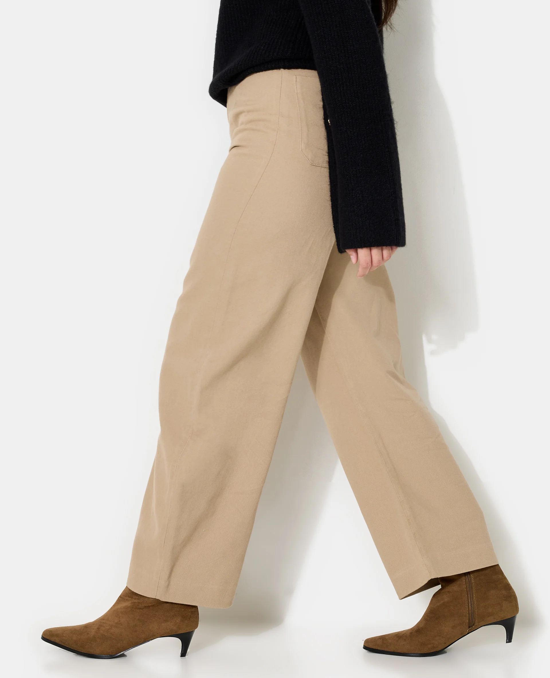 Pantalon barrel en toile taille haute