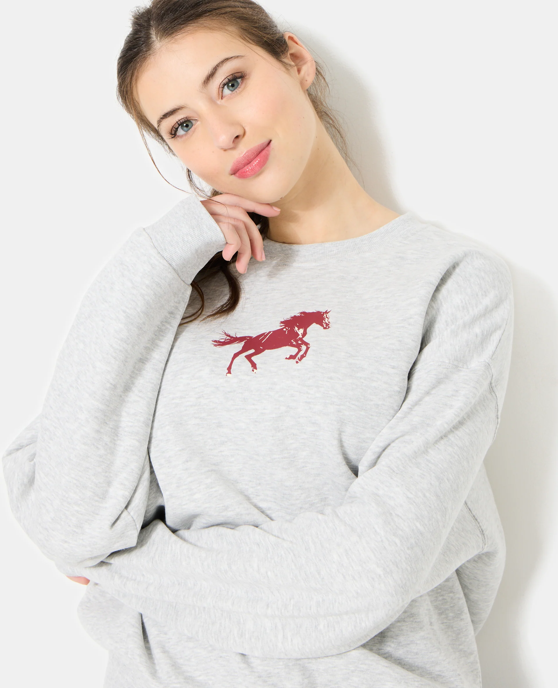 Sweat oversize avec print poitrine et dos