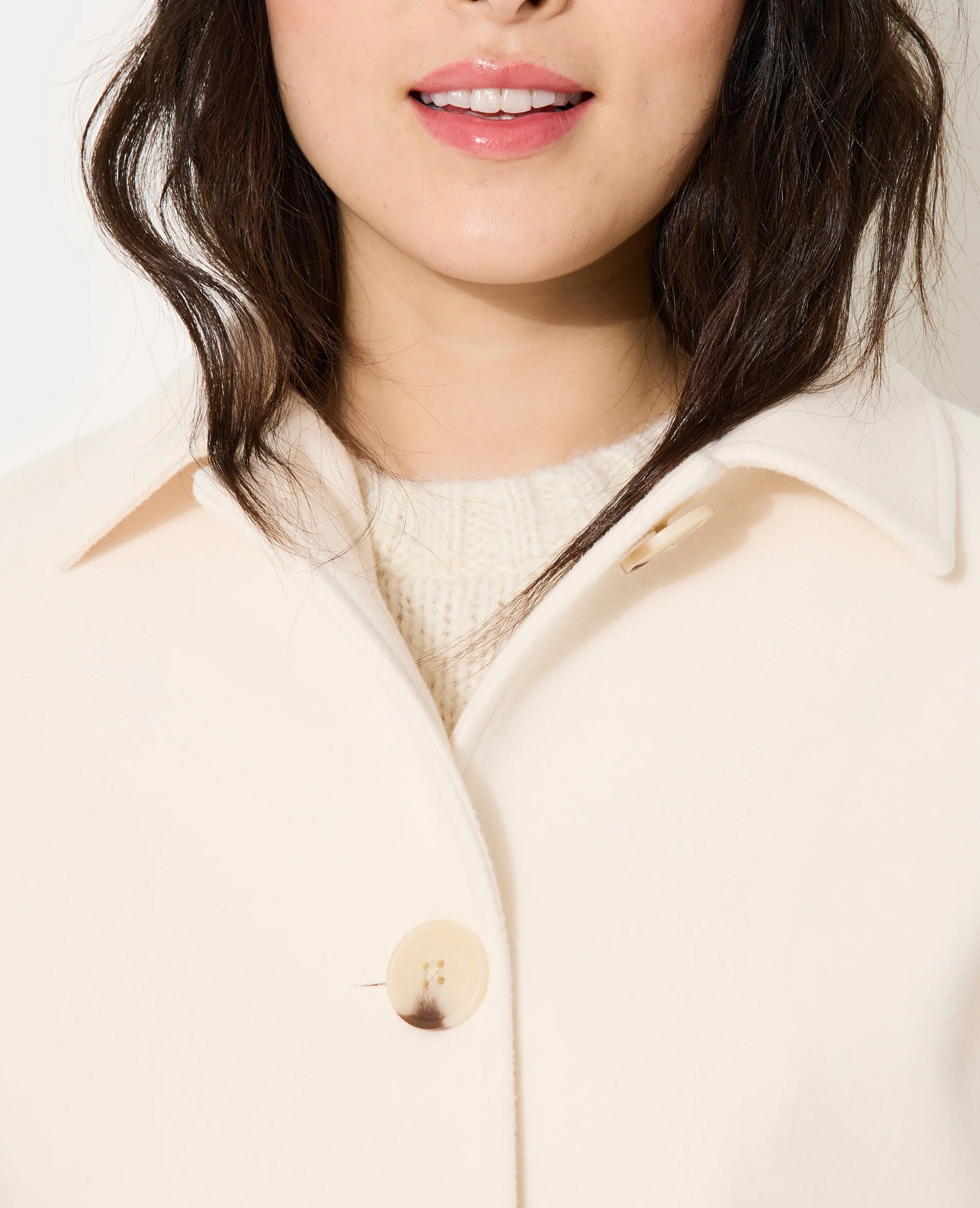 Manteau court effet drap de laine