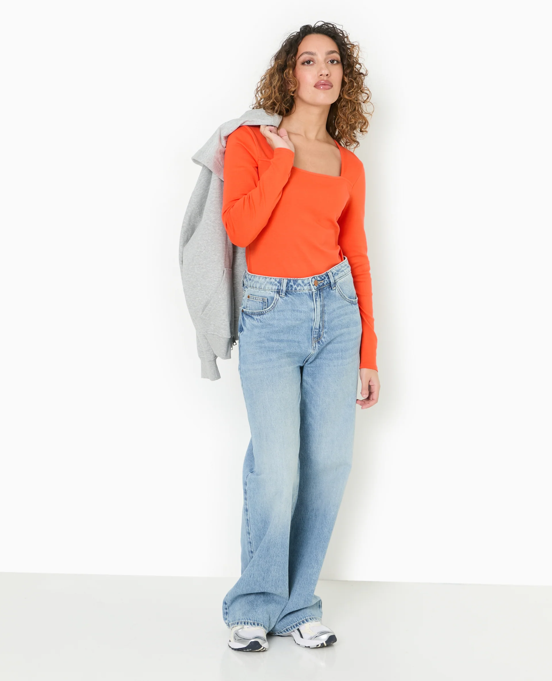 Body manches longues encolure carrée