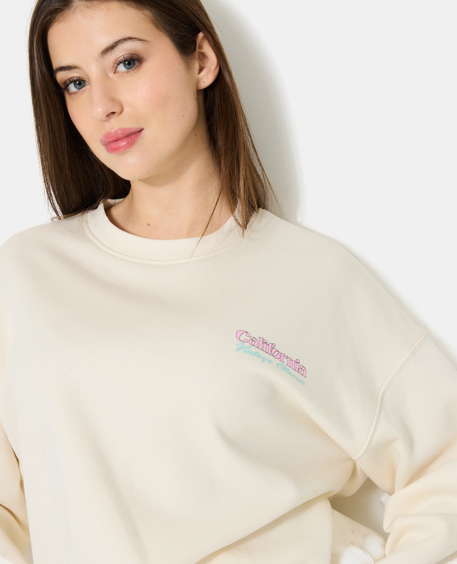 Sweat oversize avec print poitrine et dos