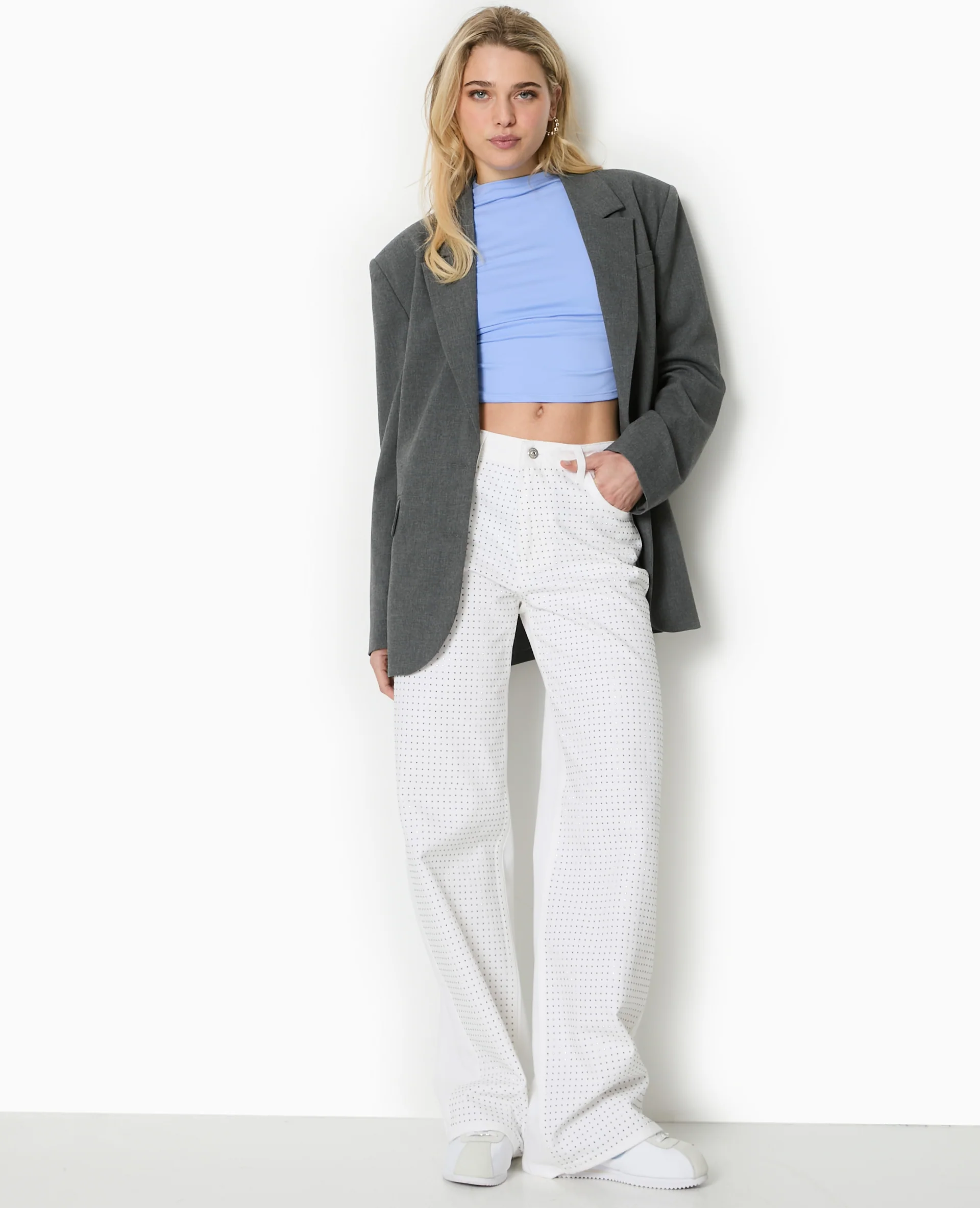 Top col montant avec fronces côtés