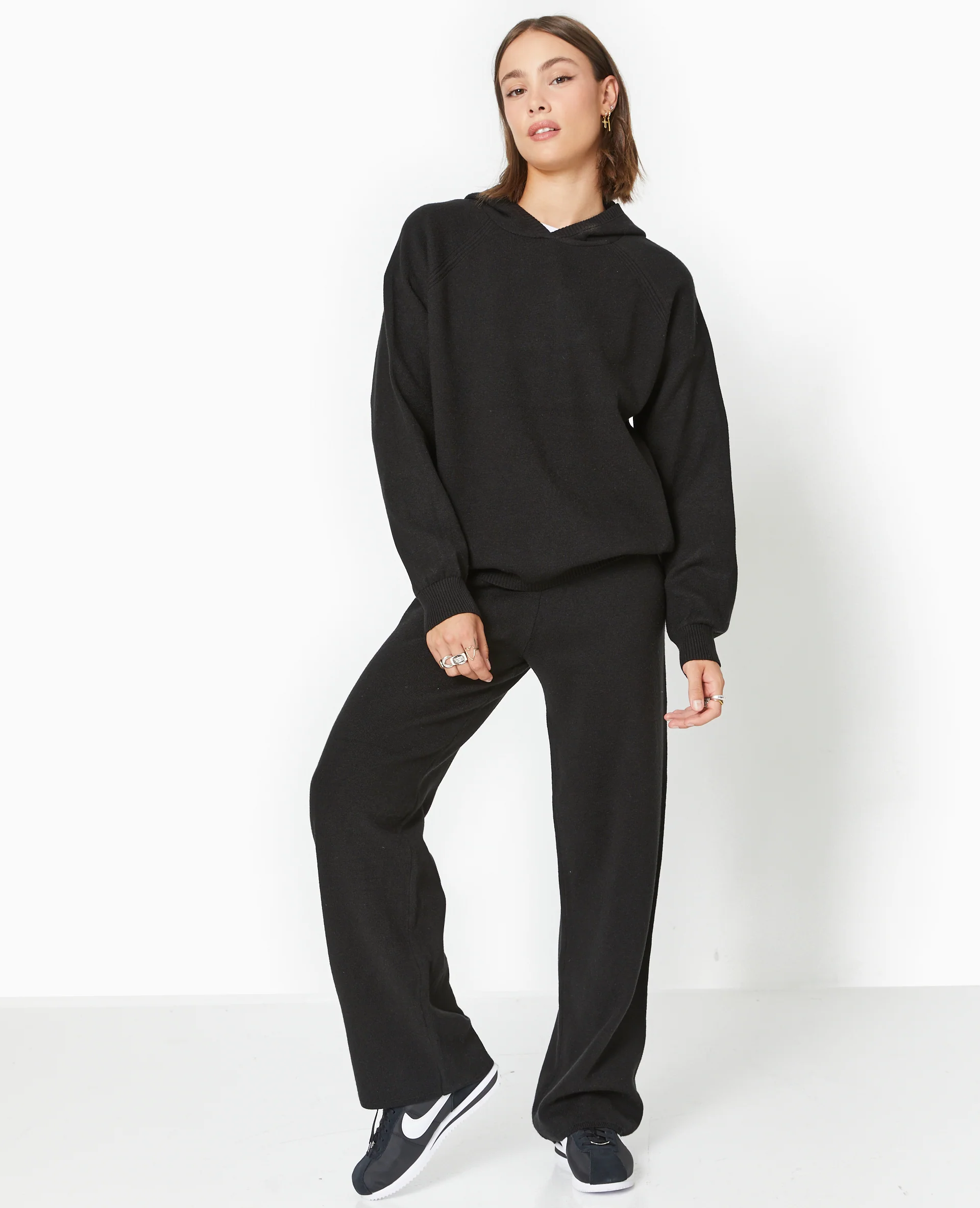 Pull en maille avec capuche