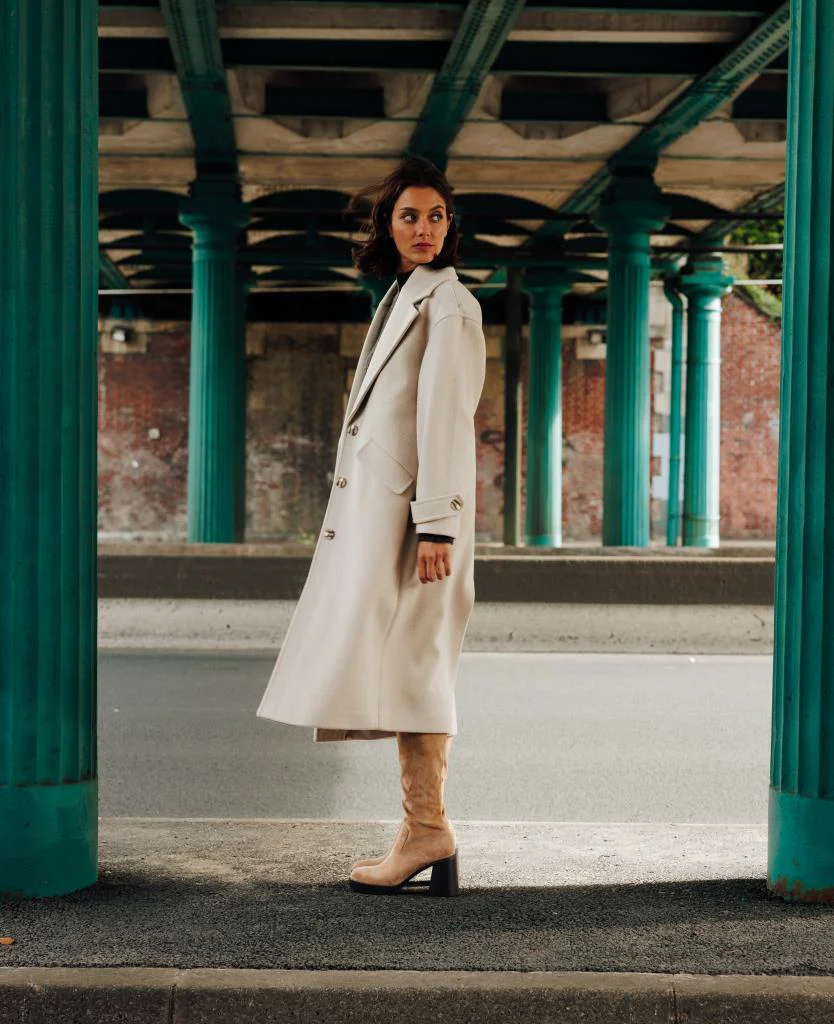 Manteau long drap de laine