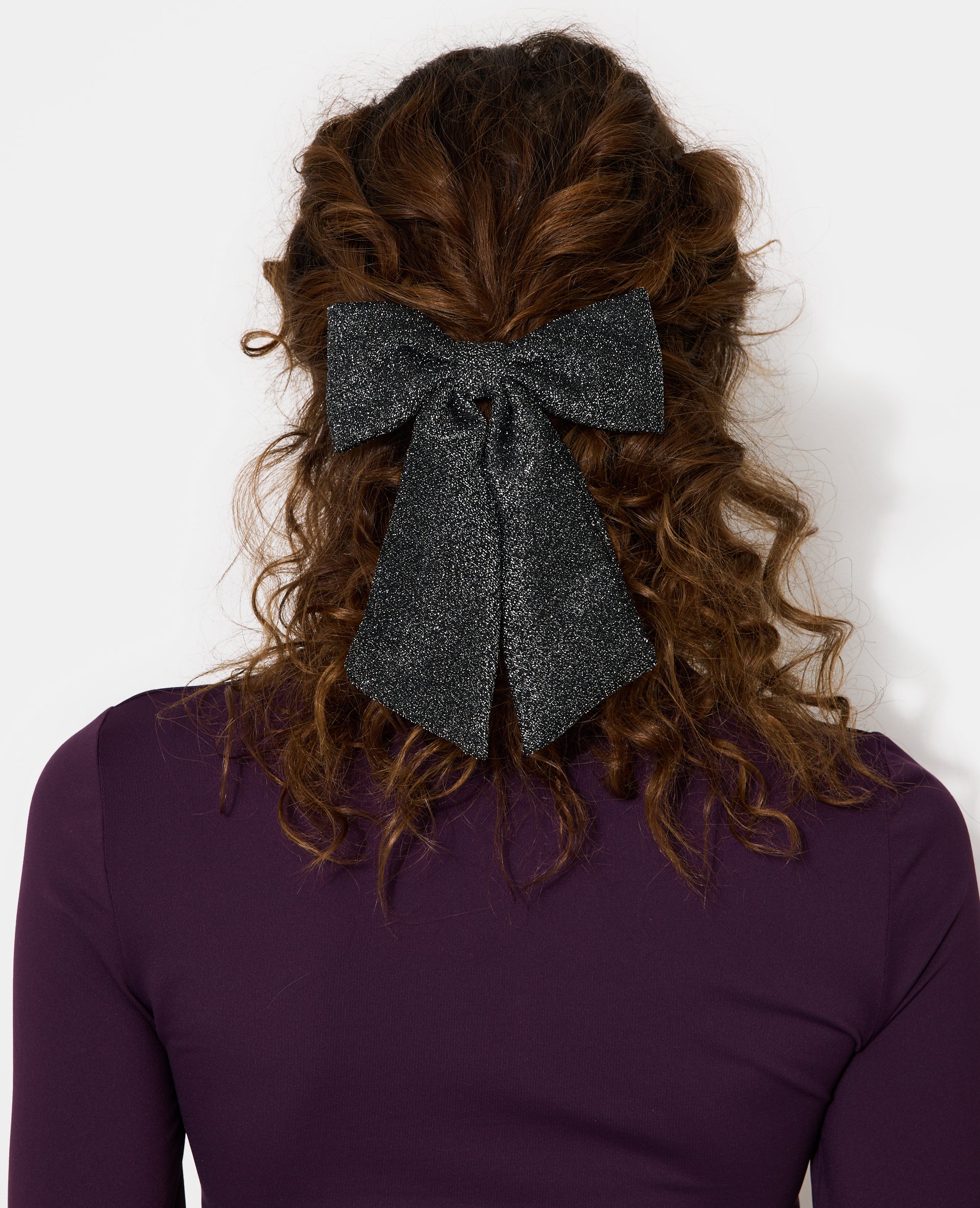 Barrette avec nœud en maille lurex