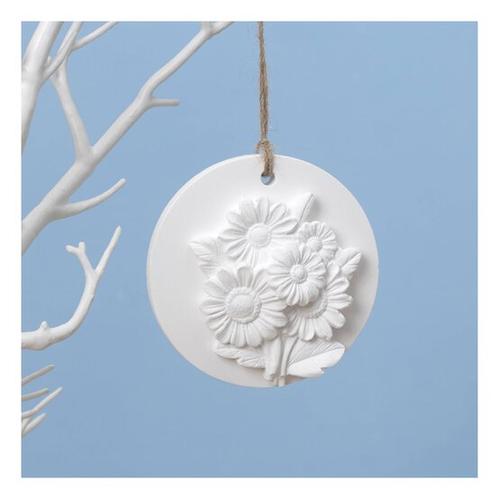 Hanging Plaster Floral Tile Decoration 7cm
