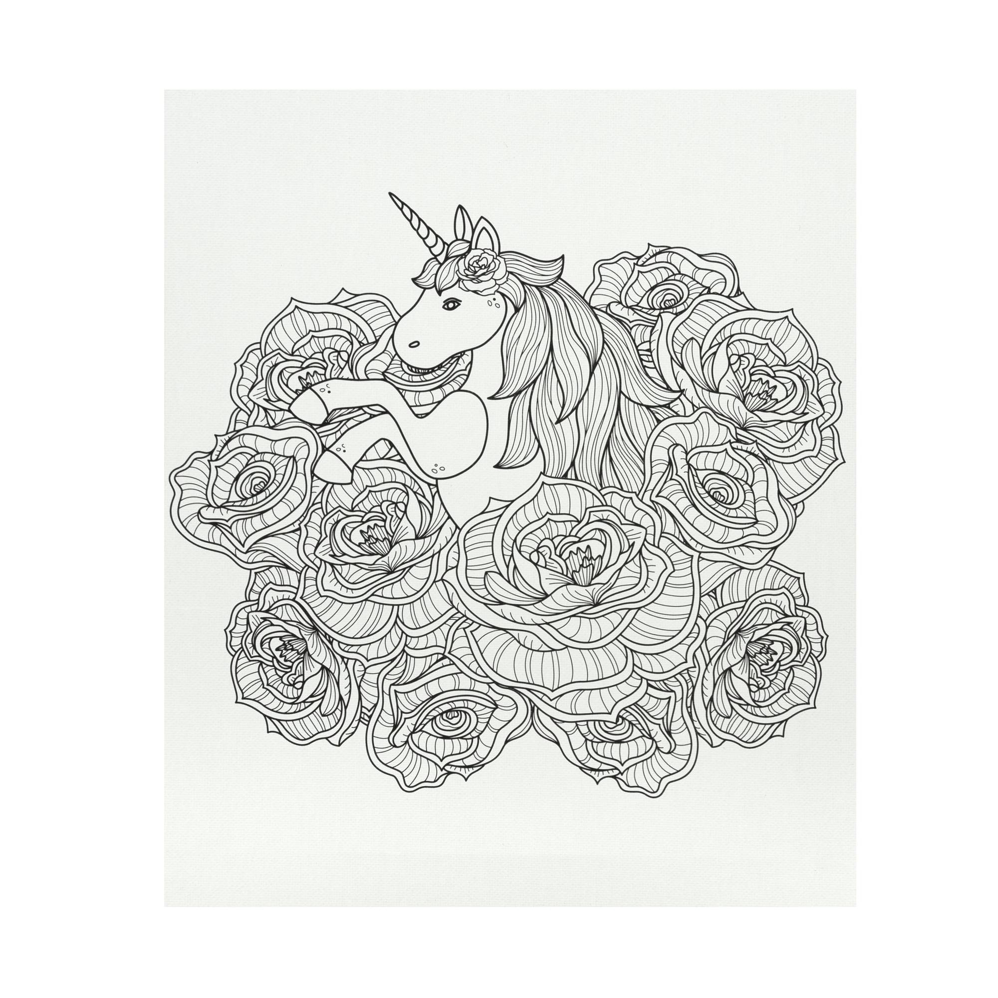Unicorn and Flower Colour-in Canvas