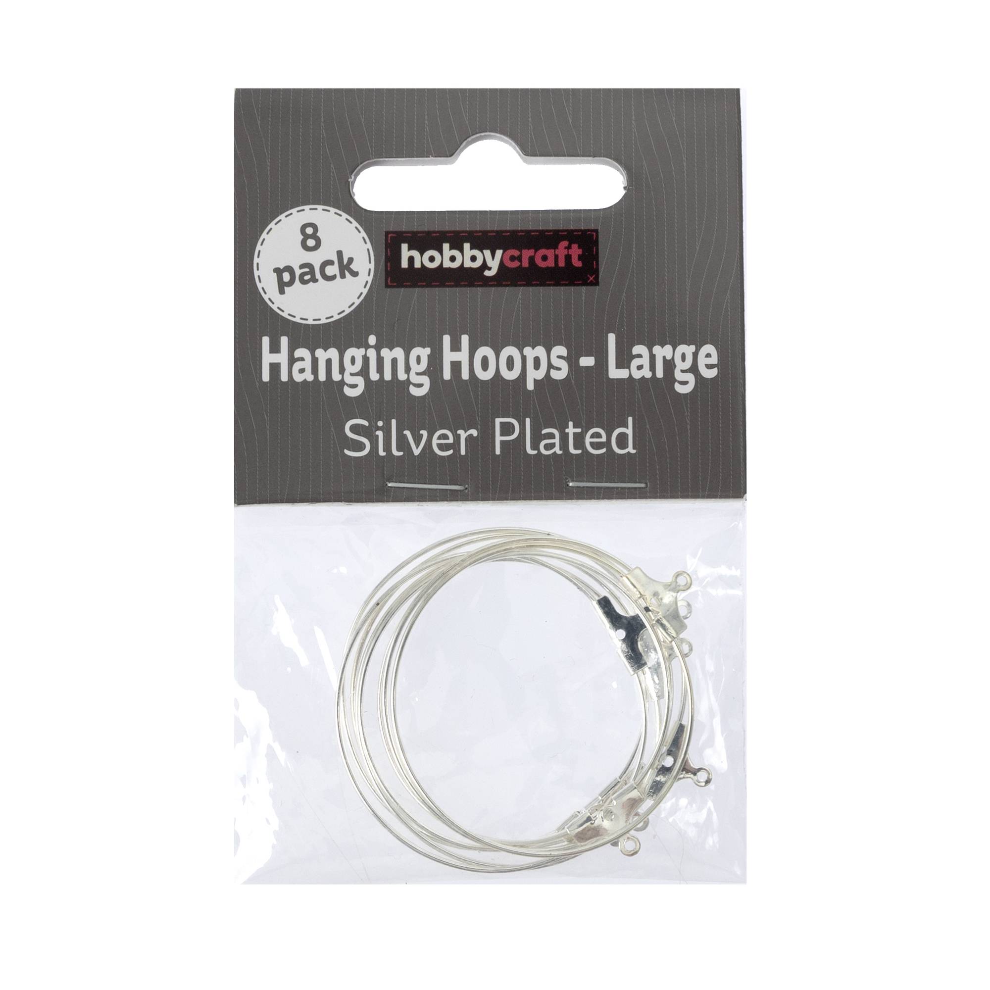 Silver Plated Hanging Hoops 35mm 8 Pack