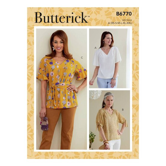 Butterick Top and Sash Sewing Pattern B6770 (XS-XXL)