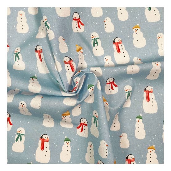 Snowman Cotton Fabric by the Metre