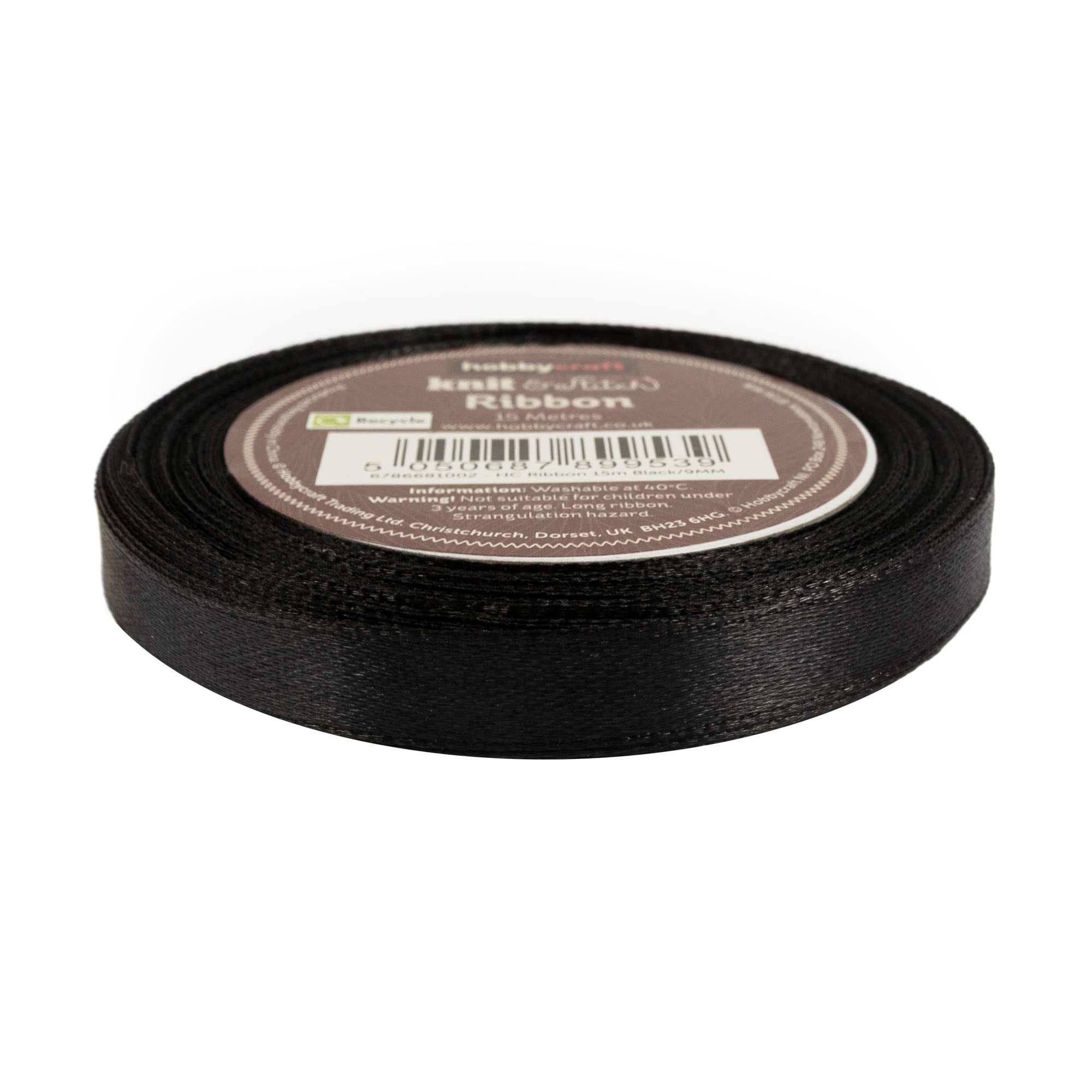 Black Satin Ribbon 9mm x 15m