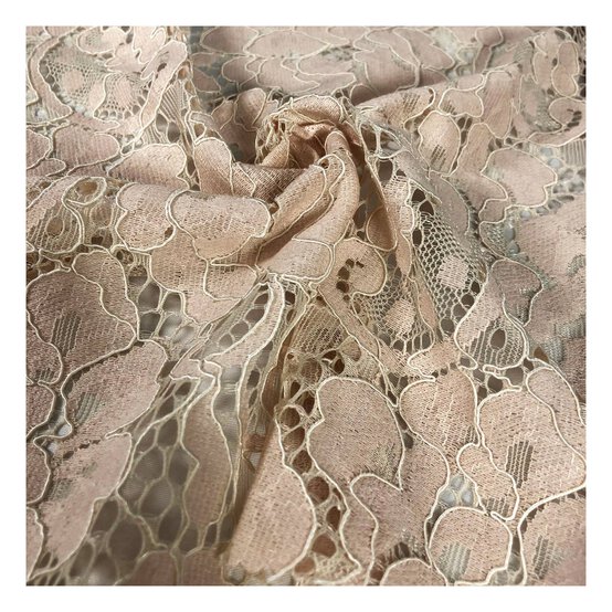Cream Corded Floral Lace Fabric by the Metre