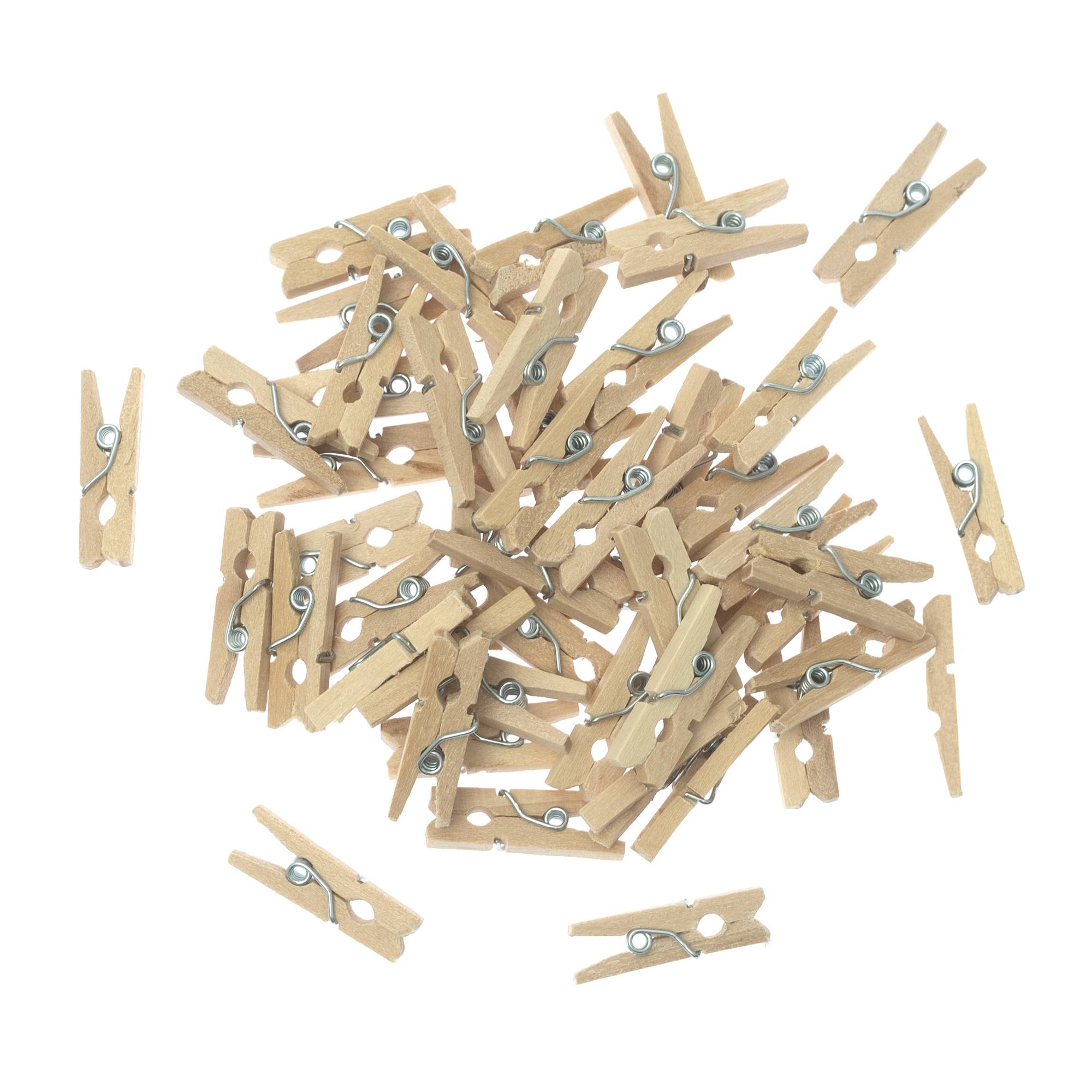 Mini Natural Wooden Pegs 50 Pack
