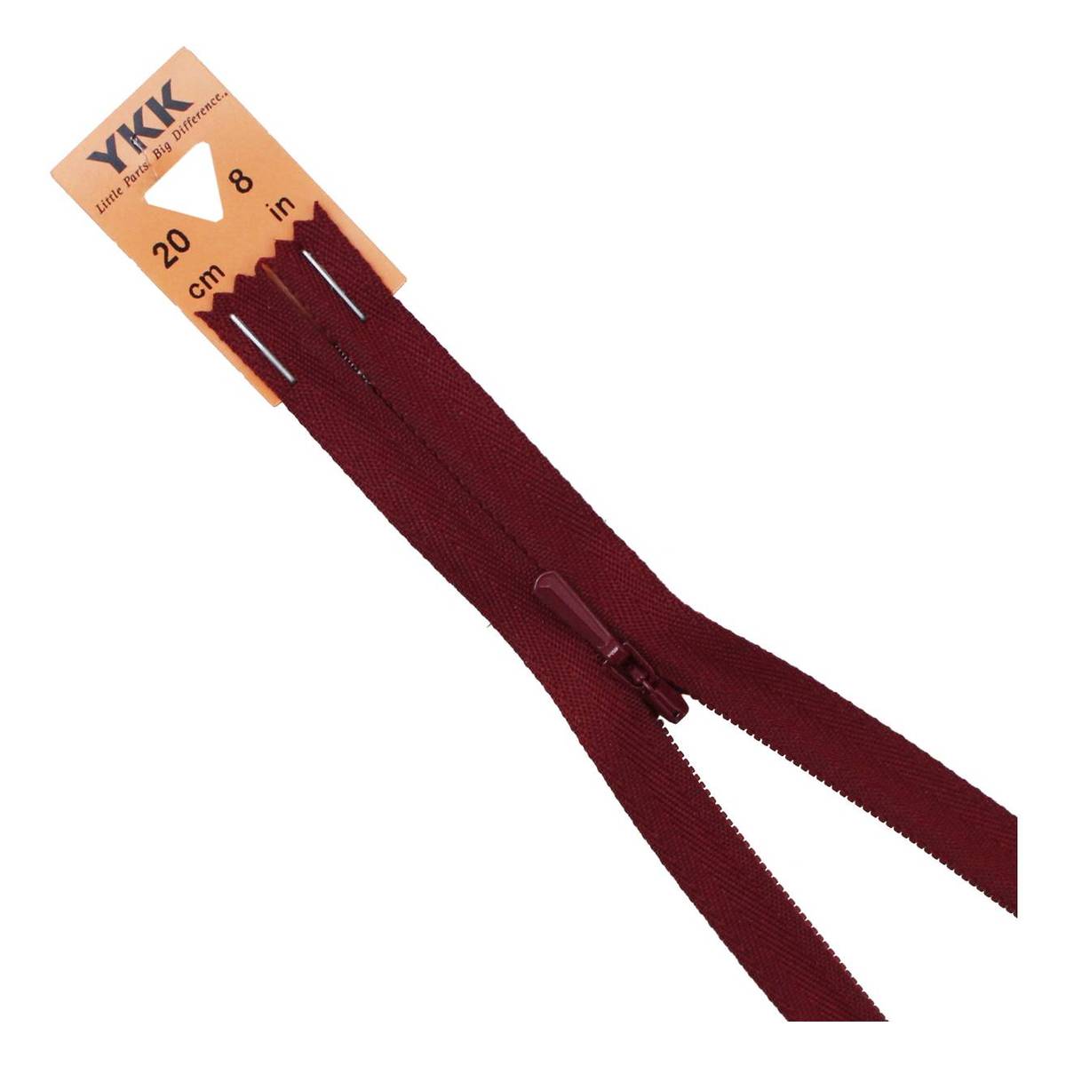 YKK Maroon Concealed Zip 20cm