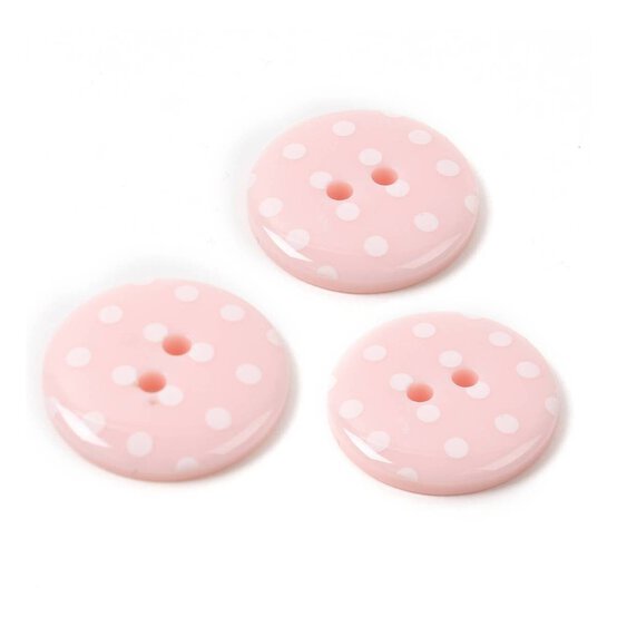 Hemline Pink Novelty Spotty Button 3 Pack