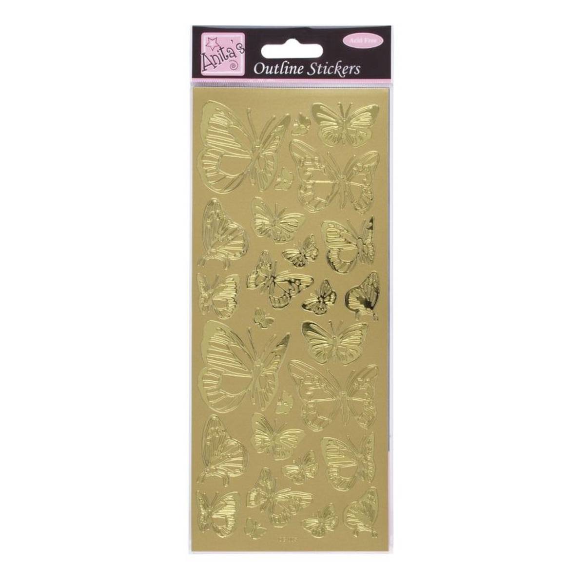 Anita's Gold Butterfly Outline Stickers