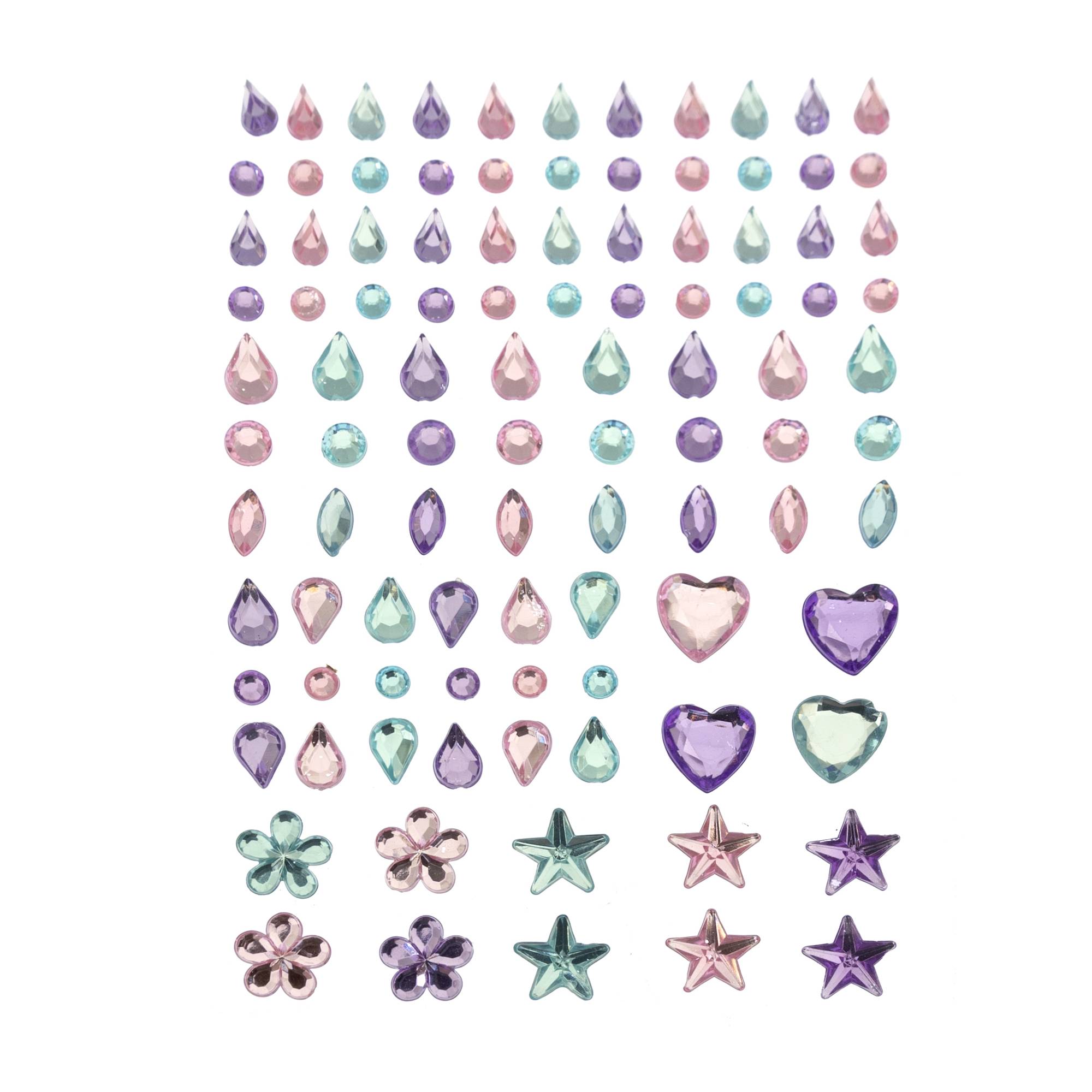 Pastel Shaped Gem Stickers 100 Pack