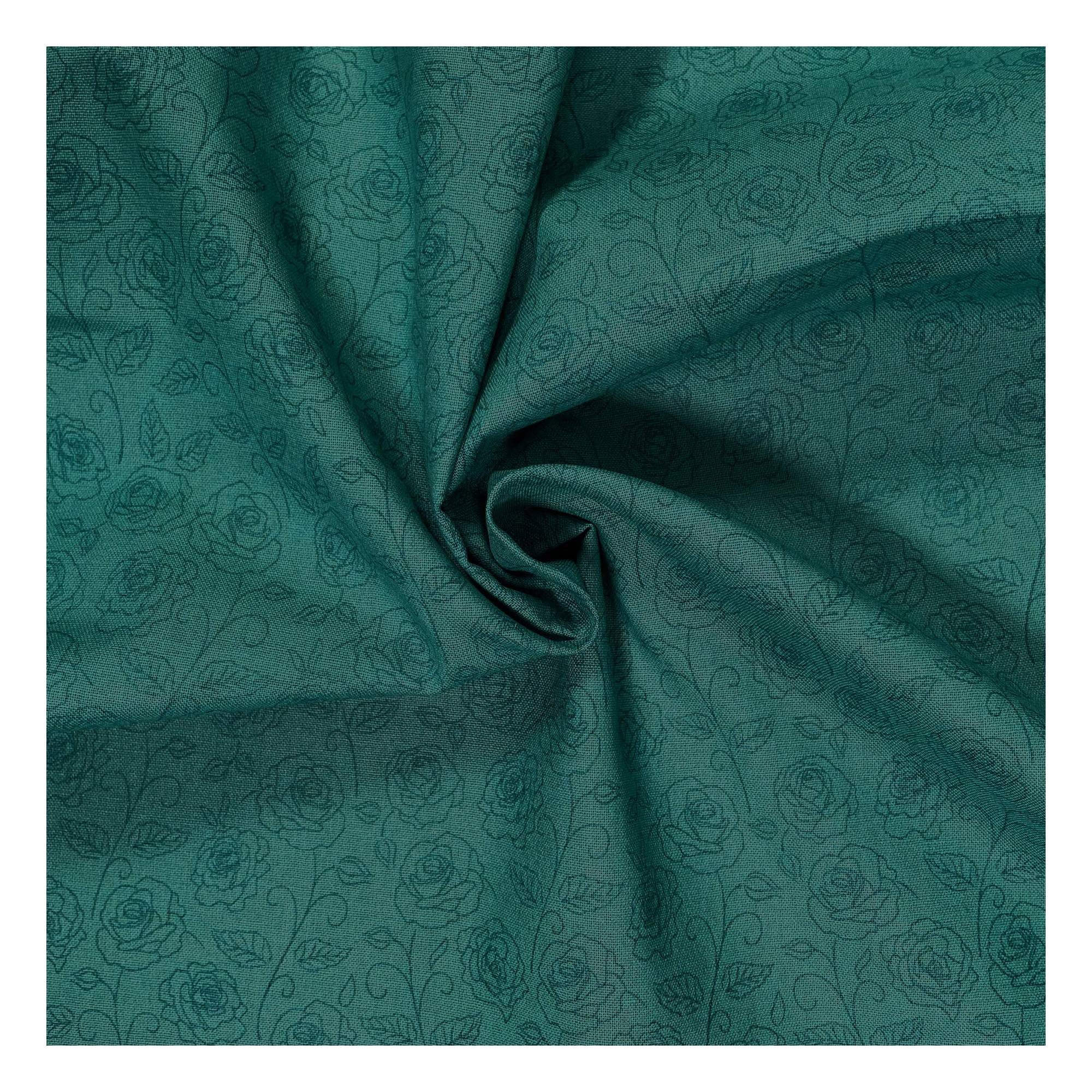 Dark Jade Cotton Rose Blender Fabric by the Metre