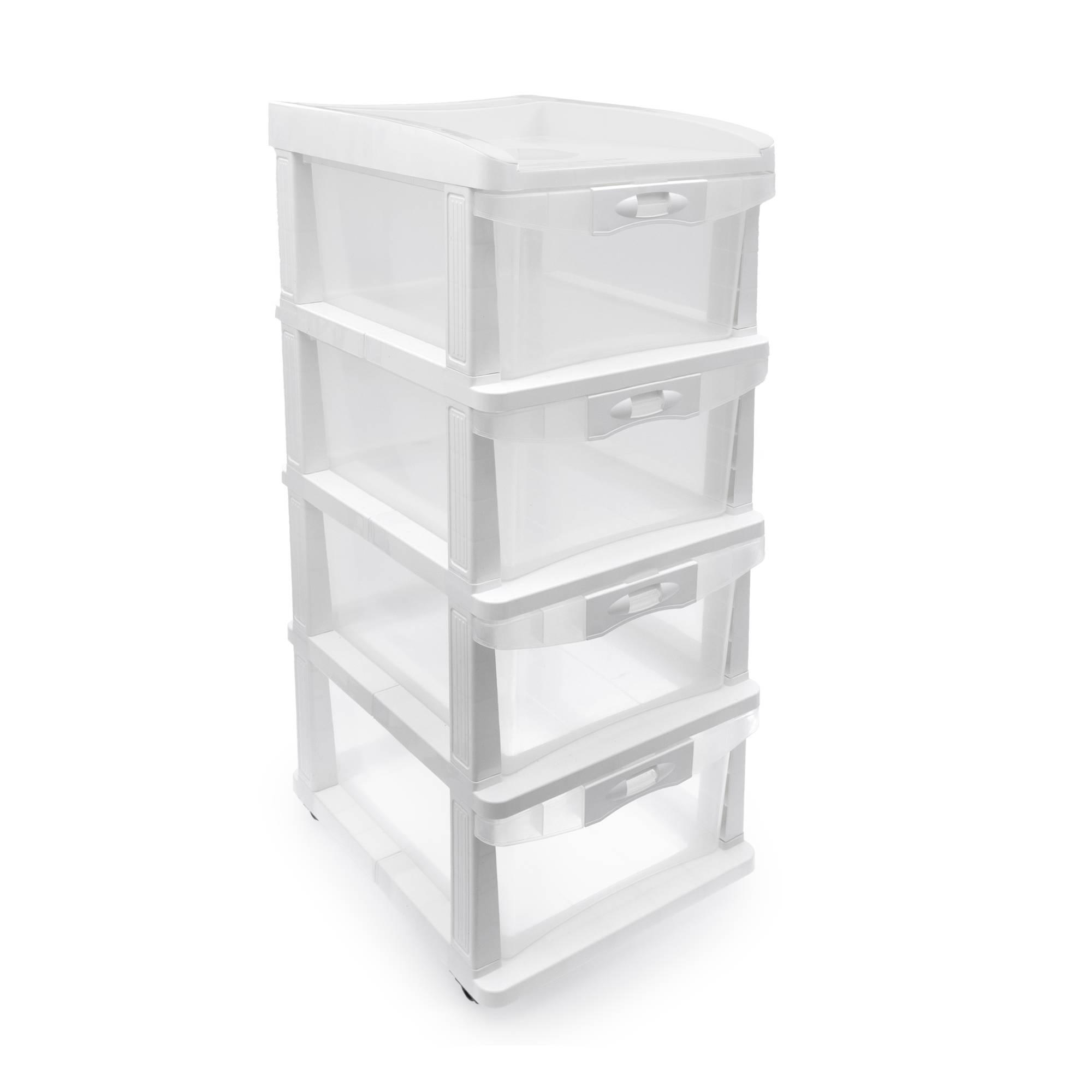 White Storage Tower with Wheels 4 Drawers