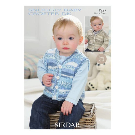 Sirdar Snuggly Baby Crofter DK Cardigan and Waistcoat Digital Pattern 1927