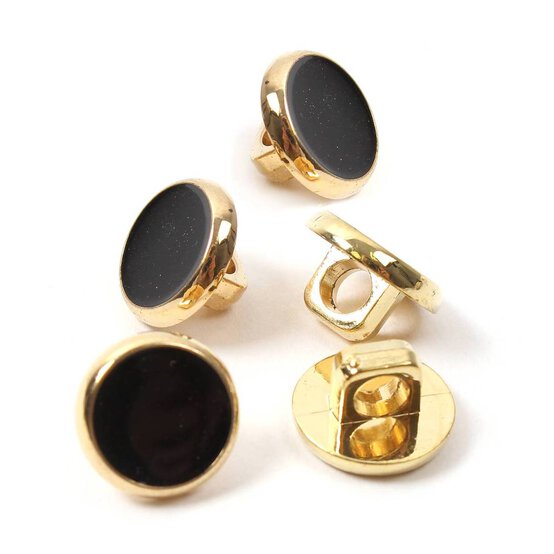 Hemline Black Basic Button 5 Pack