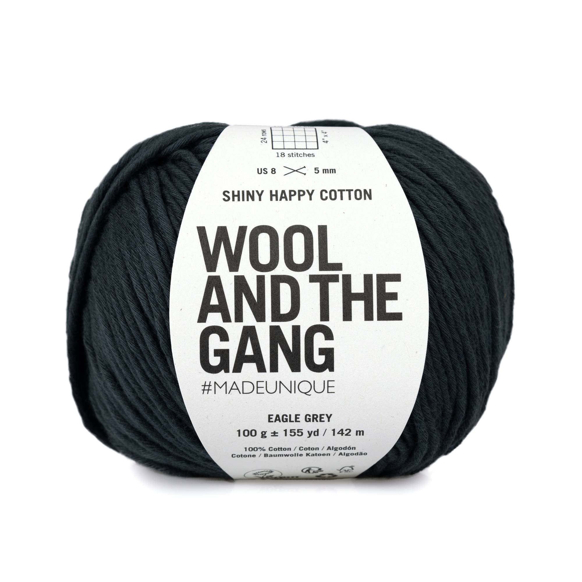 Wool and the Gang Eagle Grey Shiny Happy Cotton 100g