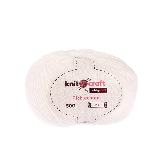 Knitcraft White Picklechops DK Yarn 50g