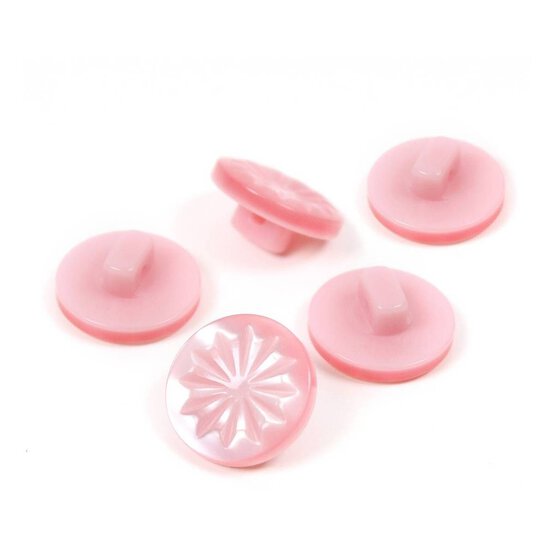 Hemline Pink Basic Cut Flower Button 5 Pack