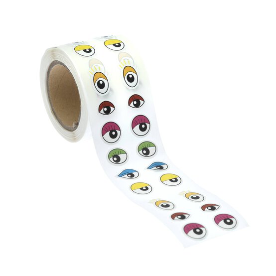 Coloured Craft Eyes Sticker Roll 1200 Pack