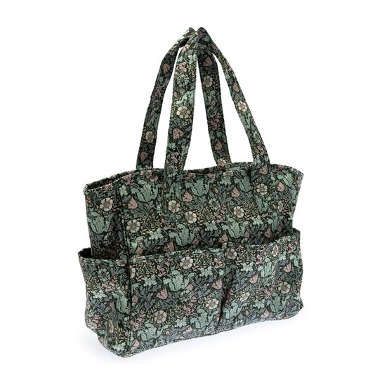 Floral Wood Block Craft Bag with Pockets