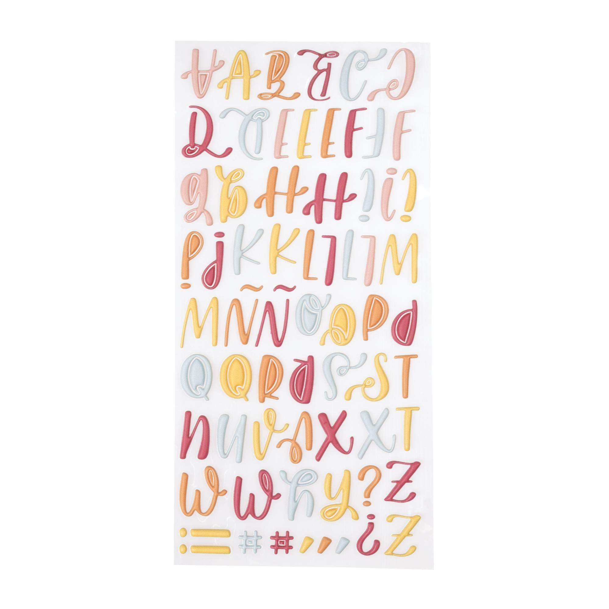 Bright Uppercase Puffy Script Alphabet Stickers