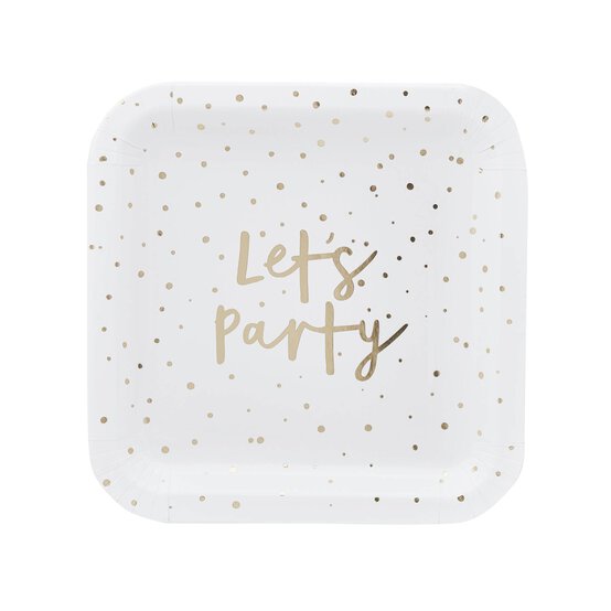 Gold Let's Party Plates 8 Pack