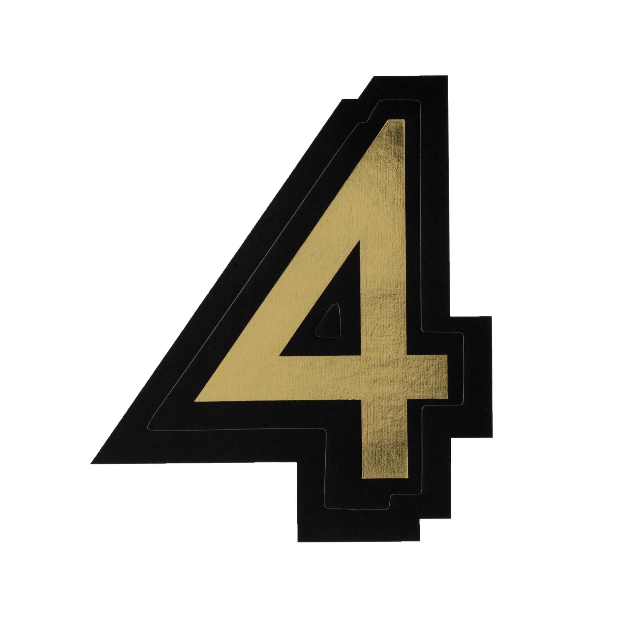 Black and Gold Vinyl Number 4 Sticker 5cm