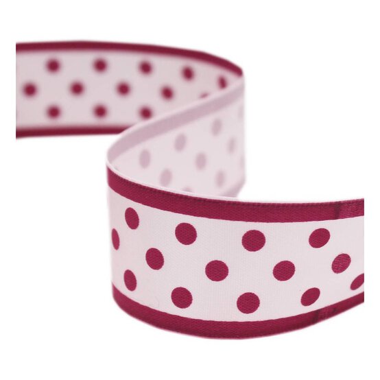 Red Polka Dot Satin Ribbon 25mm x 2.5m
