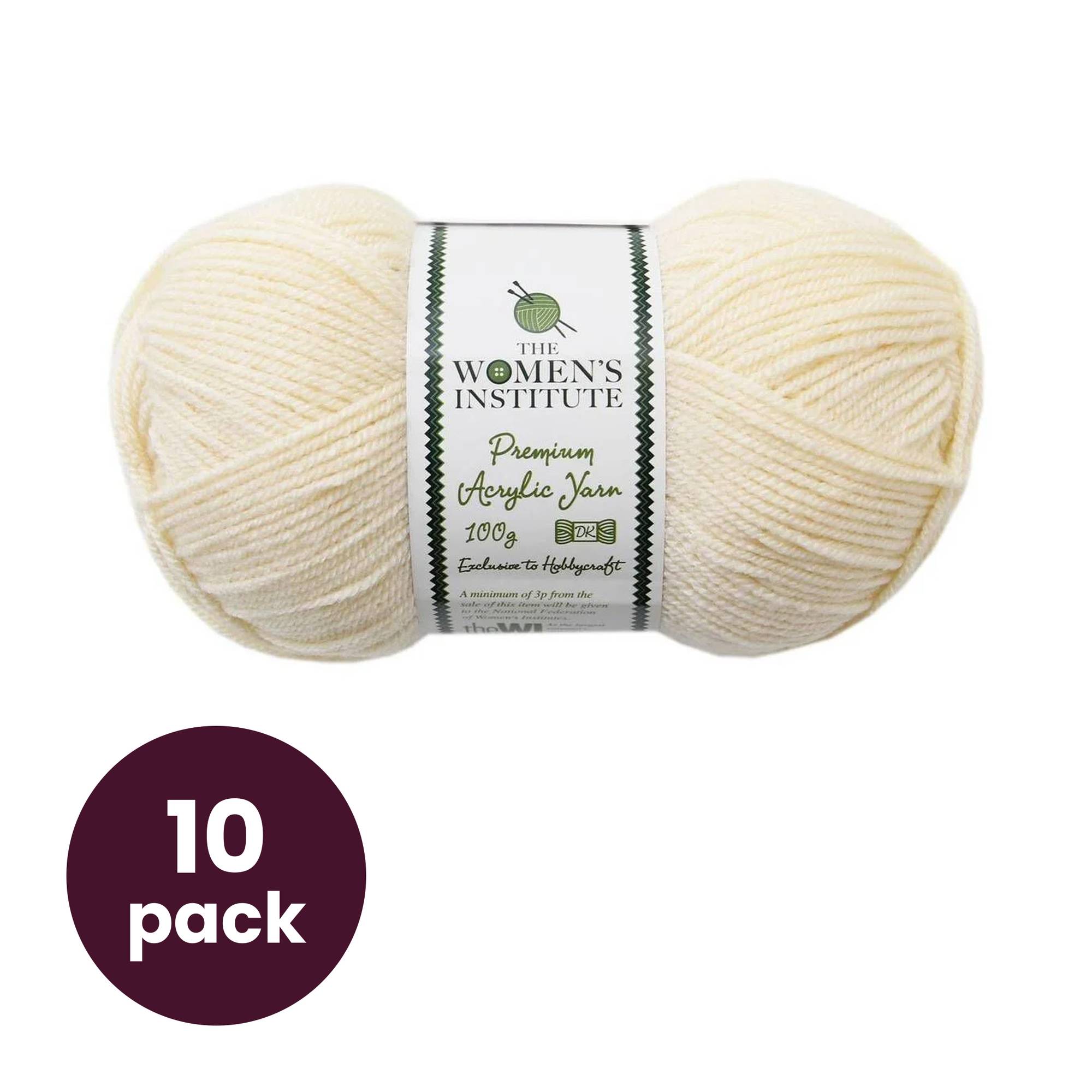WI Cream Premium Acrylic Yarn 10 Pack Bundle